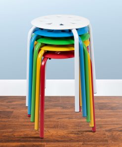 Flash Furniture Plastic 17-1/2" Nesting Stack Stools, Assorted Colors, Set Of 5 Stools