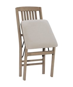 Linon Taylor Wood Folding Accent Chairs, Gray Wash/Beige, Set Of 2 Chairs 2