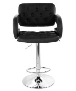 Elama Faux Leather Tufted Bar Stool, Black/Chrome 2