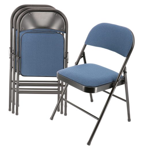 Elama Metal Folding Chairs With Padded Seats, Dark Blue - Image 2