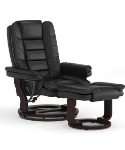 Flash Furniture LeatherSoft™ Faux Leather Recliner And Ottoman, Black/Mahogany