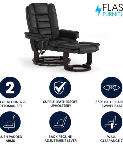 Flash Furniture LeatherSoft™ Faux Leather Recliner And Ottoman, Black/Mahogany 2