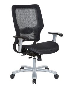 Office Star™ Space Seating 63 Series Ergonomic Air Grid Mid-Back Big And Tall Chair, Black/Silver
