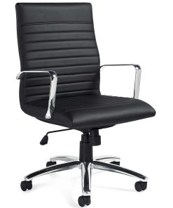 Offices To Go™ Luxehide Executive Bonded Leather Chair With Stitch Detail, Black