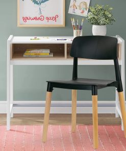 Glamour Home Balta Plastic and Wood Dining Accent Chairs, Black/Natural, Set Of 4 Chairs 2