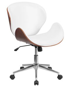 Flash Furniture Mid-Back Wood Conference Office Chair with Leathersoft Seat, White/Silver 2