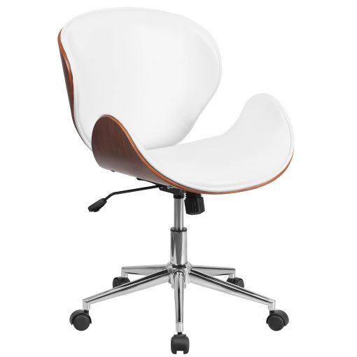 Flash Furniture Mid-Back Wood Conference Office Chair with Leathersoft Seat, White/Silver - Image 2