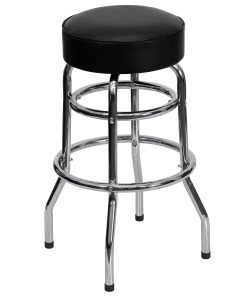 Flash Furniture Double Ring Bar Stool, Black/Chrome 2