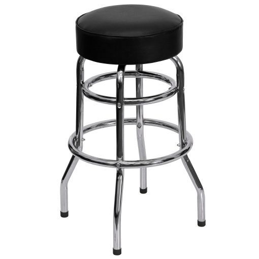Flash Furniture Double Ring Bar Stool, Black/Chrome - Image 2