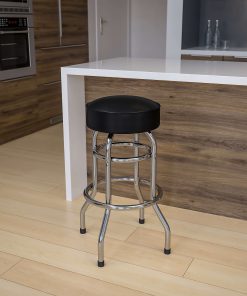 Flash Furniture Double Ring Bar Stool, Black/Chrome