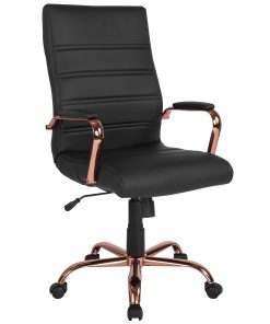 Flash Furniture LeatherSoft™ Faux Leather High-Back Office Chair, Black/Pink 2