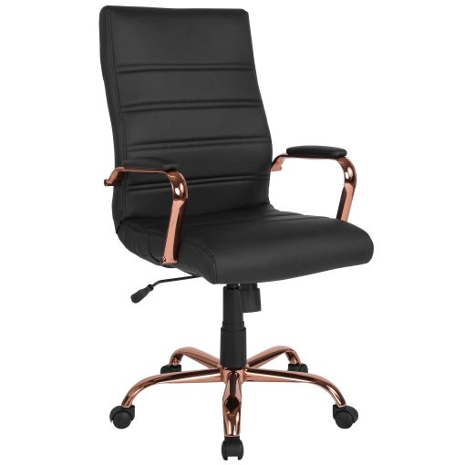 Flash Furniture LeatherSoft™ Faux Leather High-Back Office Chair, Black/Pink - Image 2