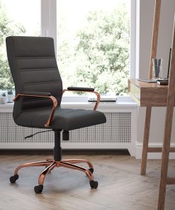 Flash Furniture LeatherSoft™ Faux Leather High-Back Office Chair, Black/Pink