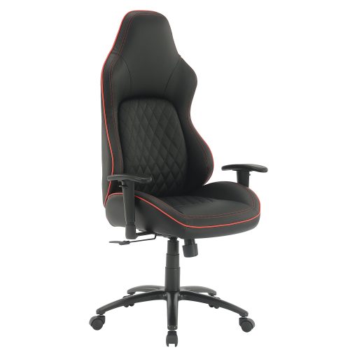 Office Star High Stakes Ergonomic Bonded Leather Computer Gaming Chair, Black/Red