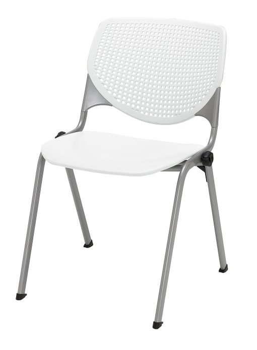 KFI Studios KOOL Stacking Chair, White/Silver - Image 2