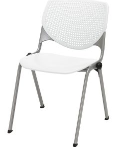 KFI Studios KOOL Stacking Chair, White/Silver