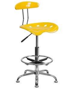 Flash Furniture Vibrant Chrome Drafting Stool with Tractor Seat, Orange-Yellow/Chrome 2