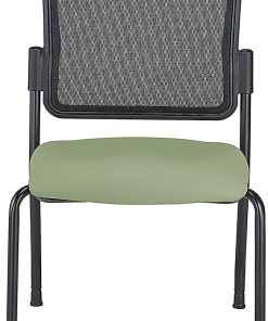 WorkPro® Spectrum Series Mesh/Vinyl Stacking Guest Chair with Antimicrobial Protection, Armless, Olive, Set Of 2 Chairs, BIFMA Compliant