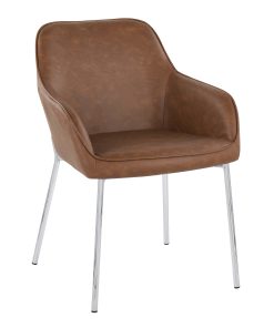 LumiSource Daniella Contemporary Dining Chairs, Camel/Chrome, Set Of 2 Chairs 2