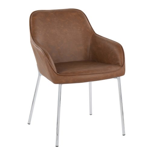 LumiSource Daniella Contemporary Dining Chairs, Camel/Chrome, Set Of 2 Chairs - Image 2