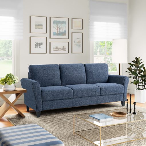 Lifestyle Solutions Winslow Sofa With Rolled Arms, 32-3/4”H x 80-1/3”W x 31-1/2”D, Blue - Image 2