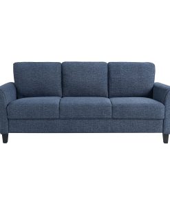 Lifestyle Solutions Winslow Sofa With Rolled Arms, 32-3/4”H x 80-1/3”W x 31-1/2”D, Blue