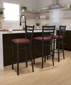 Flash Furniture Ladder-Back Restaurant Bar Stool, Burgundy/Black 2