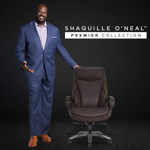 Shaquille O'Neal™ Maximos Big & Tall Ergonomic Vegan Leather High-Back Executive Office Chair, Dark Brown/Silver, BIFMA Compliant - Image 2