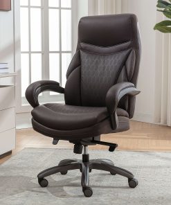 Shaquille O'Neal™ Maximos Big & Tall Ergonomic Vegan Leather High-Back Executive Office Chair, Dark Brown/Silver, BIFMA Compliant