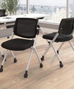 Bush Business Furniture Envision Mesh Mid Back Folding Chairs - Set of 2, Black Nylon, Standard Delivery