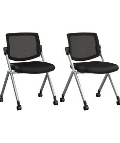 Bush Business Furniture Envision Mesh Mid Back Folding Chairs – Set of 2, Black Nylon, Standard Delivery 2