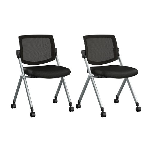 Bush Business Furniture Envision Mesh Mid Back Folding Chairs - Set of 2, Black Nylon, Standard Delivery - Image 2