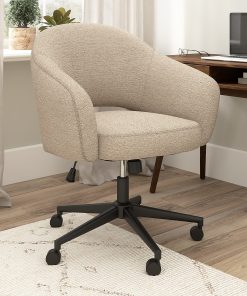 Bush Furniture Fairfax Ergonomic Fabric Mid Century Mid Back Modern Desk Chair for Home Office, Cool Beige Fabric, Standard Delivery