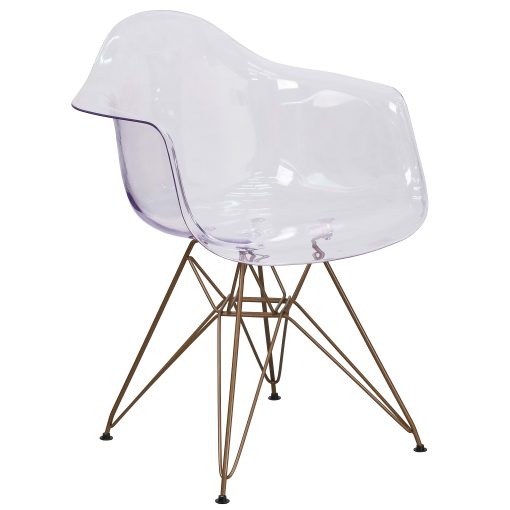 Flash Furniture Allure Series Polycarbonate Side Chair, Clear/Gold - Image 2