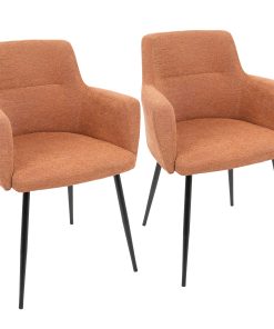LumiSource Andrew Chairs, Black/Orange, Set Of 2 Chairs