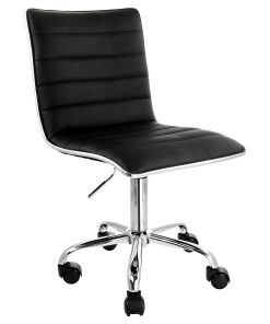 Elama Faux Leather Mid-Back Adjustable Rolling Task Chair, Black