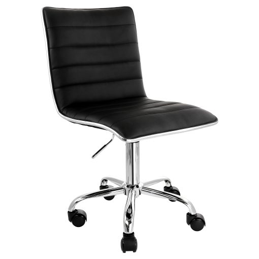 Elama Faux Leather Mid-Back Adjustable Rolling Task Chair, Black