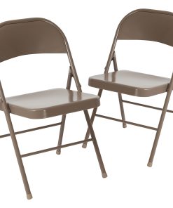 Flash Furniture HERCULES Metal Double-Braced Folding Chair, Beige 2