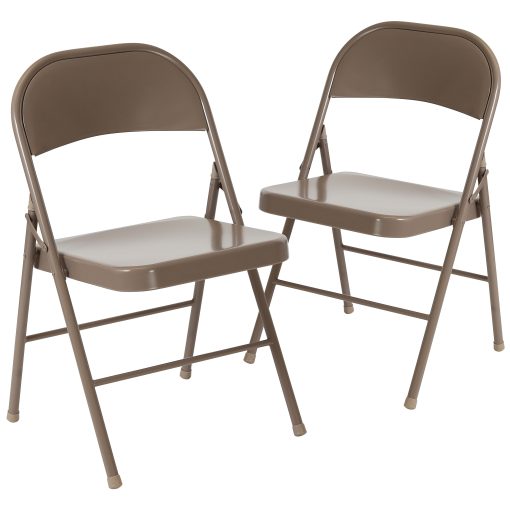 Flash Furniture HERCULES Metal Double-Braced Folding Chair, Beige - Image 2