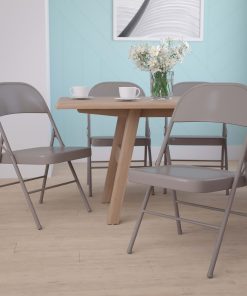 Flash Furniture HERCULES Metal Double-Braced Folding Chair, Beige