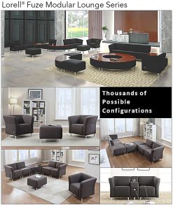 Lorell® Fuze Modular Bonded Leather Lounge Chair, Black 2