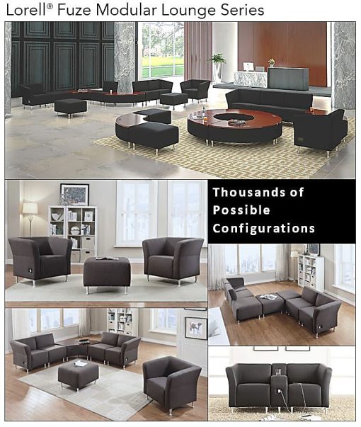 Lorell® Fuze Modular Bonded Leather Lounge Chair, Black - Image 2