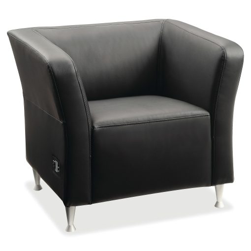 Lorell® Fuze Modular Bonded Leather Lounge Chair, Black