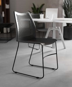 Flash Furniture HERCULES Series Sled-Base Stack Chair With Air-Vent Back, Black 2
