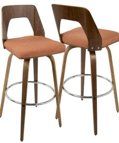 LumiSource Trilogy Bar Stools, Walnut/Orange, Set Of 2 Stools 2