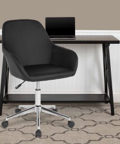 Flash Furniture Cortana Home And Office Mid-Back Office Chair, LeatherSoft, Black