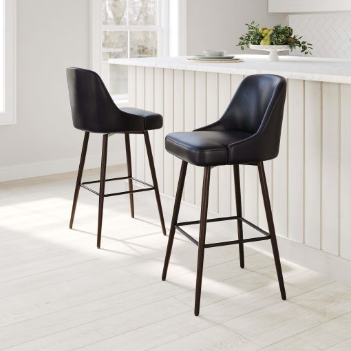 Zuo Keppel Swivel Barstool, Black/Bronze - Image 2