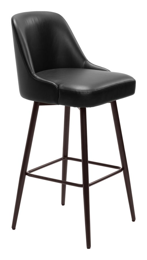Zuo Keppel Swivel Barstool, Black/Bronze