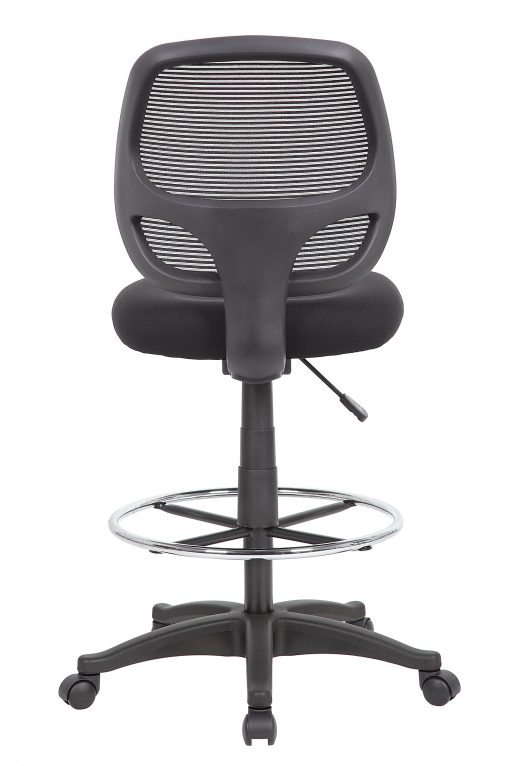 Boss Office Products Stand-Up Fabric Drafting Stool With Back, Gray/Black - Image 2