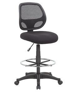 Boss Office Products Stand-Up Fabric Drafting Stool With Back, Gray/Black